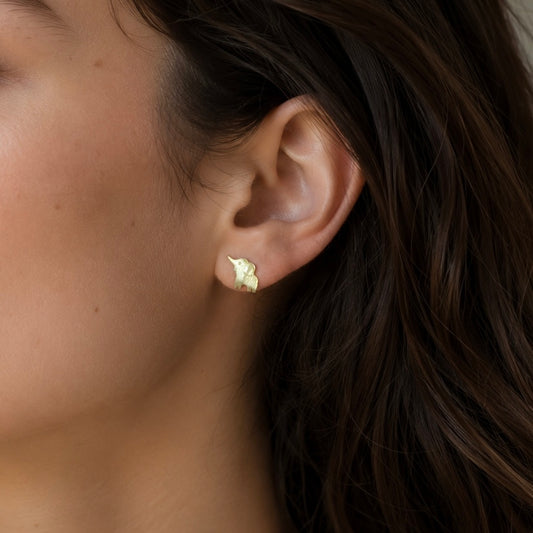 Gold-Tone Elephant Stud Earrings | Minimalist Animal Jewelry