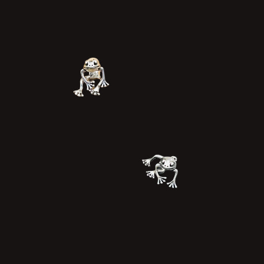 Silver Frog Stud Earrings