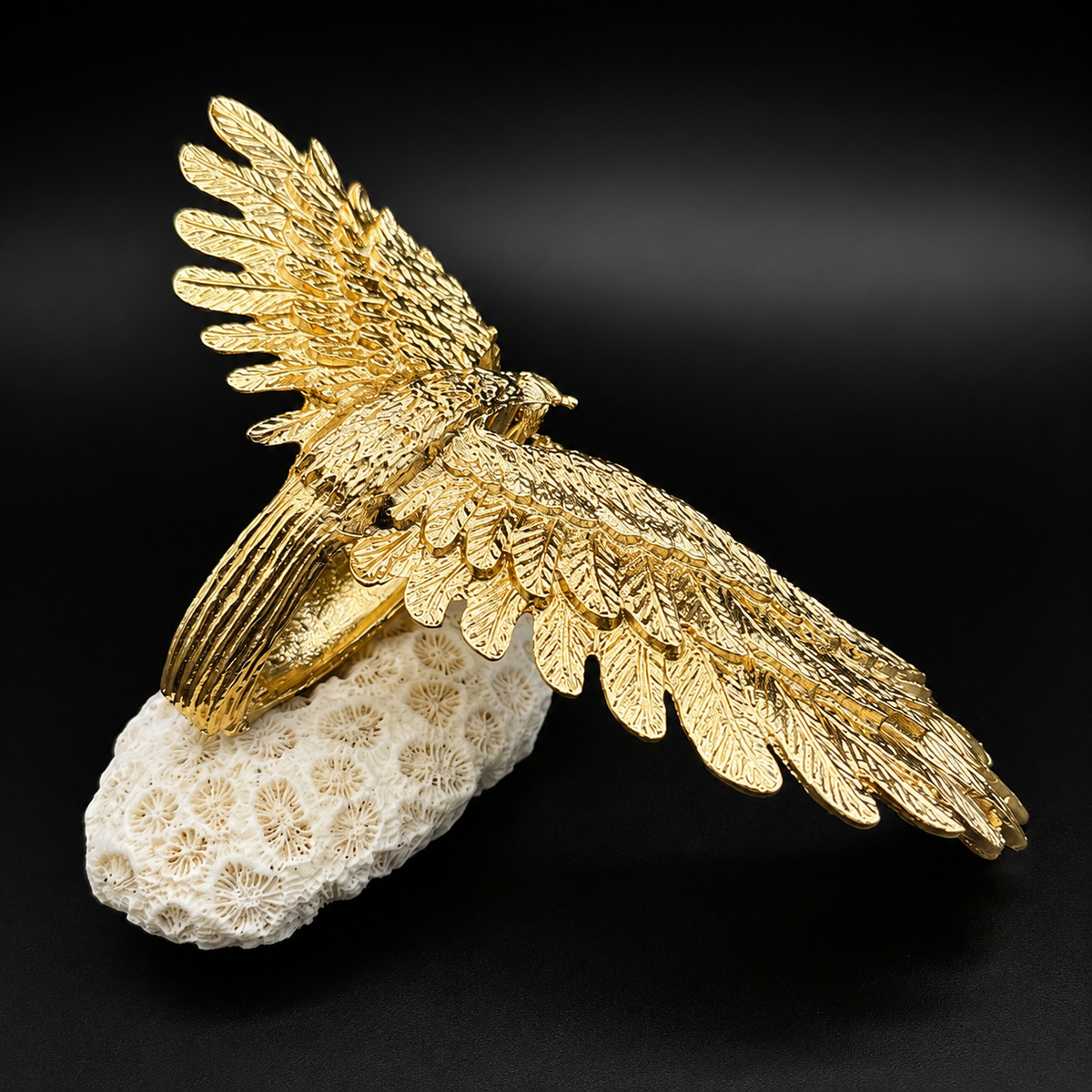 Gold Eagle Cuff Bracelet – Vintage-Inspired Winged Bird Statement Jewelry
