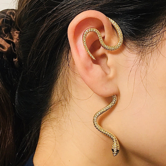 Gold Snake Ear Cuff Wrap – Boho Serpent Ear Wrap Earring, No Piercing Required
