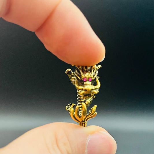 Handmade Adjustable Vintage Gold Fantasy Dragon Ring | Unique Mythical Jewelry