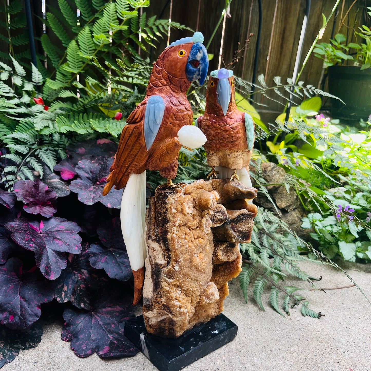 Handcrafted Gemstone Parrot Sculpture | Unique Stone Bird Figurine | Nature-Inspired Home Décor Gift for Bird Lovers & Parents
