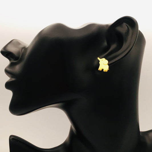 Minimalist Gold Elephant Stud Earrings: Charming Animal-Inspired Jewelry