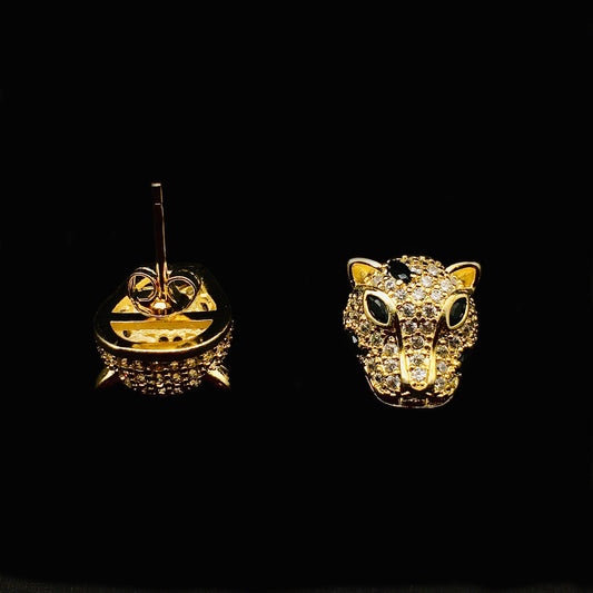 Golden Panther Stud Earrings