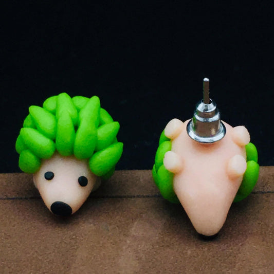 Quirky Clay Hedgehog Stud Earrings