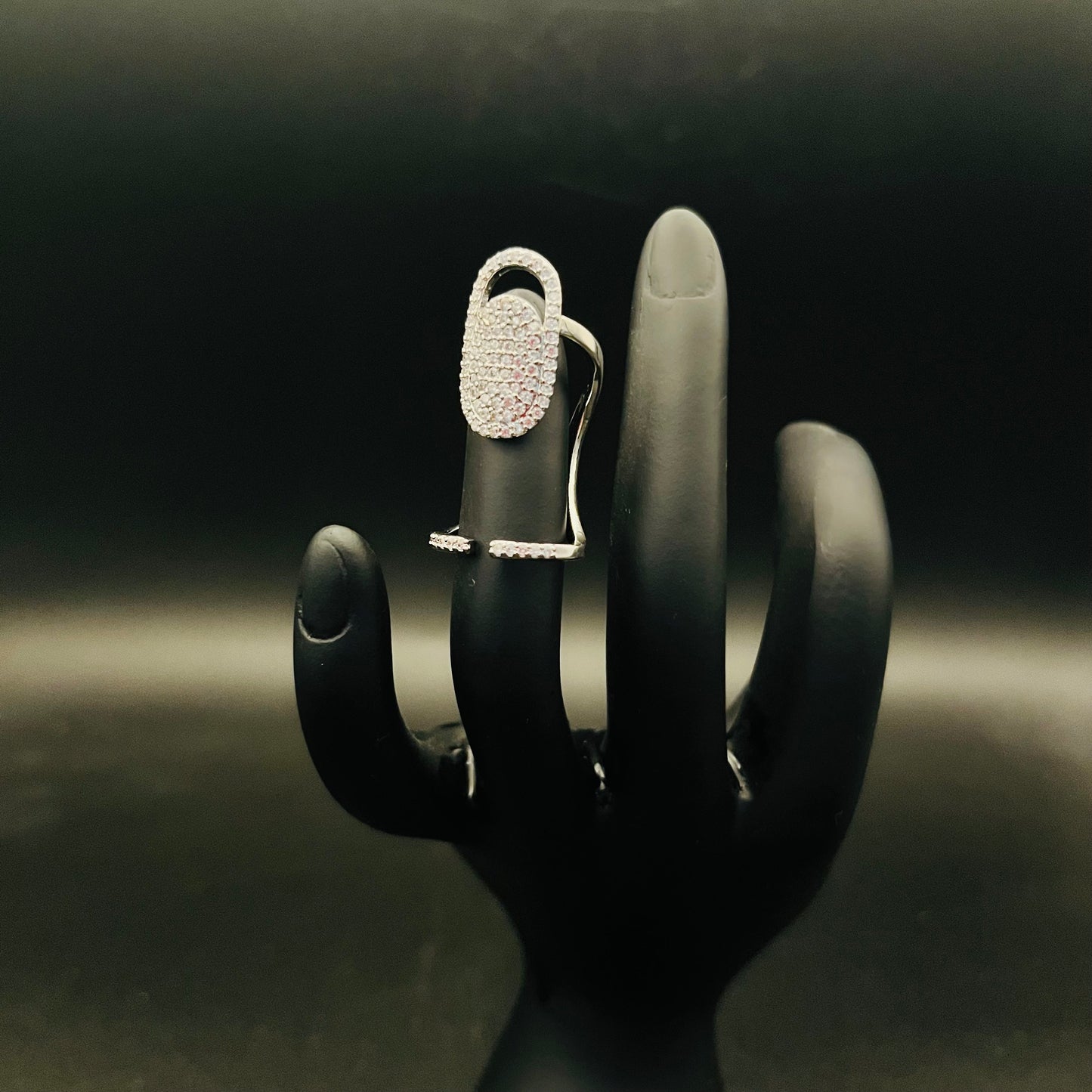 Handmade Adjustable Silver-toned Diamond Fingernail Ring