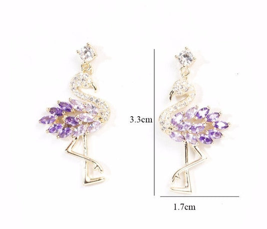 Bohemian Purple Flamingo Earrings