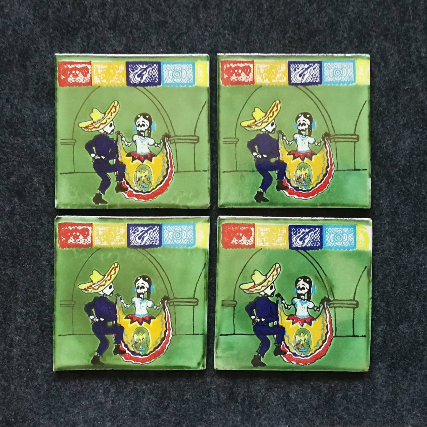 Mexican Talavera Tile Coaster/ Hand-painted Coaster Set of 4