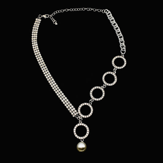 Pearl Pendant Crystal Necklace, Neo-classical Special-Shaped Personalized Necklace