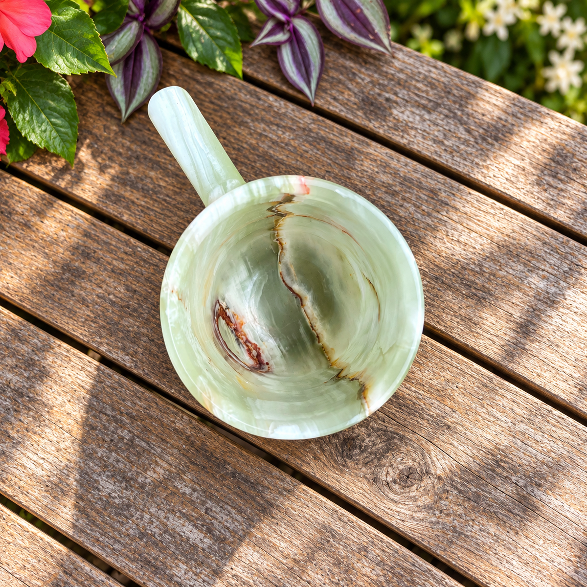 Green Onyx Stone Mug – Handcrafted Natural Stone Cup, Luxury Gemstone Decor