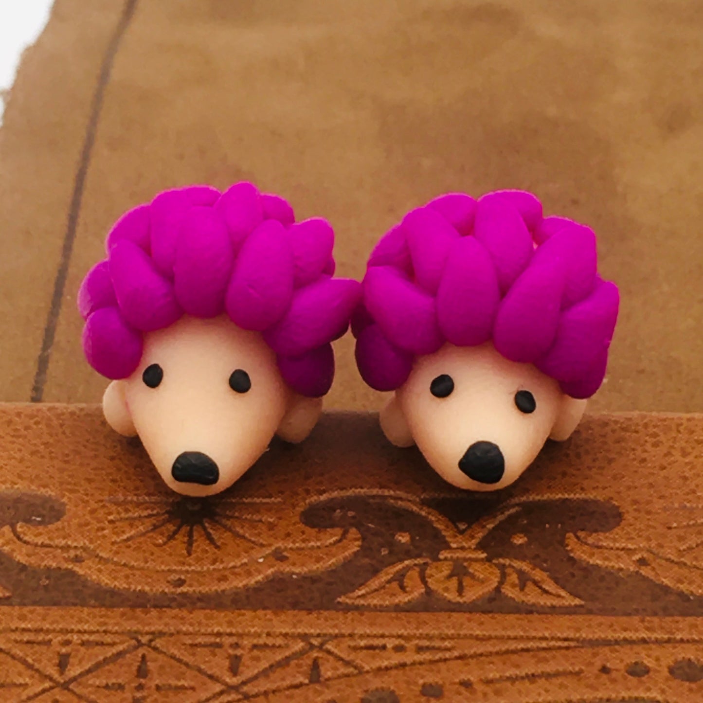 Quirky Clay Hedgehog Stud Earrings - Handcrafted Funky Animal Jewelry for Women, Boho Style Statement Pieces | Perfect Minimalist Gift