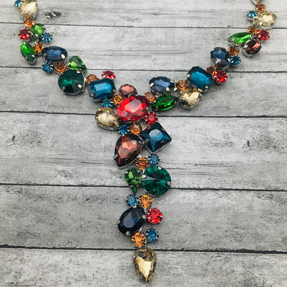 Victorian Art Nouveau Colorful Crystal Retro Necklace Pendant