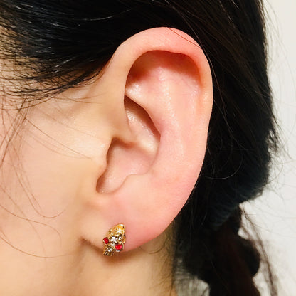 Asymmetrical Gothic Silver-Toned Snake Ear Cuff with Ruby-Eyed Serpent Head Stud | Unique Ear Wrap | Renaissance Fair Lucky Jewelry