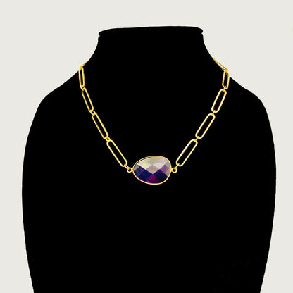 Gold Choker Necklace with Amethyst Pendant – February Birthstone, Personalized Jewelry