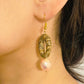 Natural Jasper Stone Earrings with Freshwater Pearl Dangles, Boho-Chic for Everyday Wear