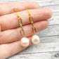Women’s Gold Chain and Pearl Dangle Earrings – Lightweight Statement Jewelry