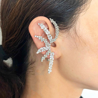 Crystal Snowflake Ear Cuffs– No Piercing Rhinestone Flower Ear Wraps, Boho Jewelry
