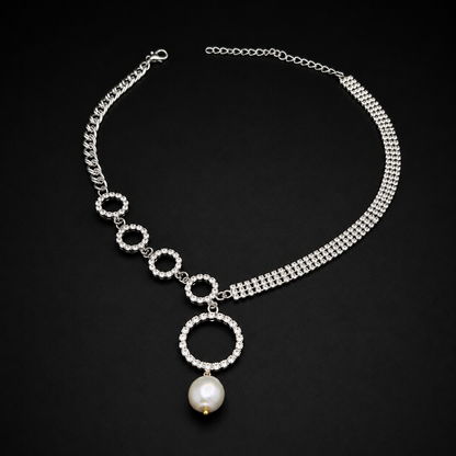 Natural Freshwater Baroque Pearl Pendant Necklace with Crystals – Elegant Statement Jewelry