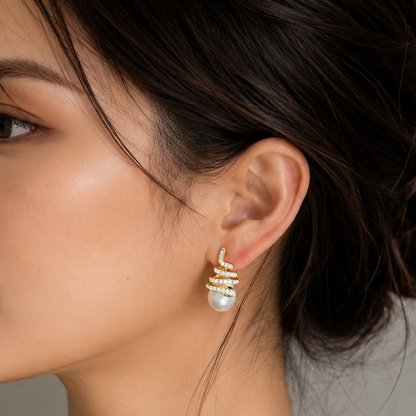snake pearl earrings