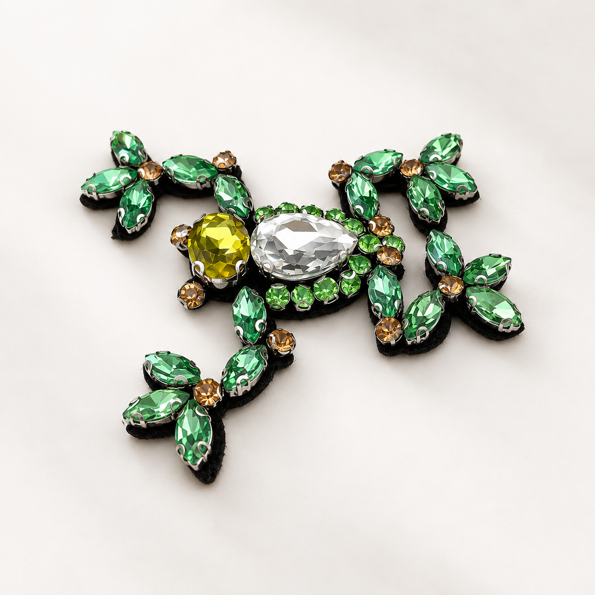 Green Crystal Frog Sew-On Patch | Jeweled Frog Appliqué