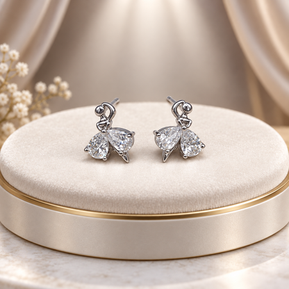 Crystal Ballerina Stud Earrings – Silver-Tone Ballet Jewelry with Sparkling CZ
