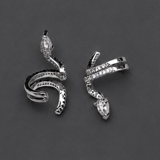 Silver snake ear cuff