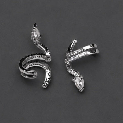 Silver snake ear cuff