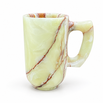 Green Onyx Stone Mug – Handcrafted Natural Stone Cup, Luxury Gemstone Decor