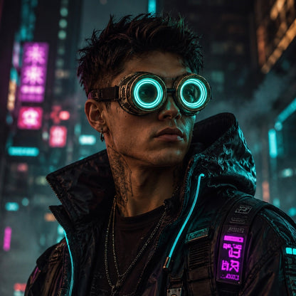Glowing Steampunk Goggles Handmade | Copper Cyberpunk X-Ray Goggles | Halloween Costume, Cosplay | For Concerts, EDM, Raves, Dance Parties