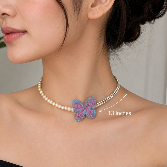 butterfly pearl choker
