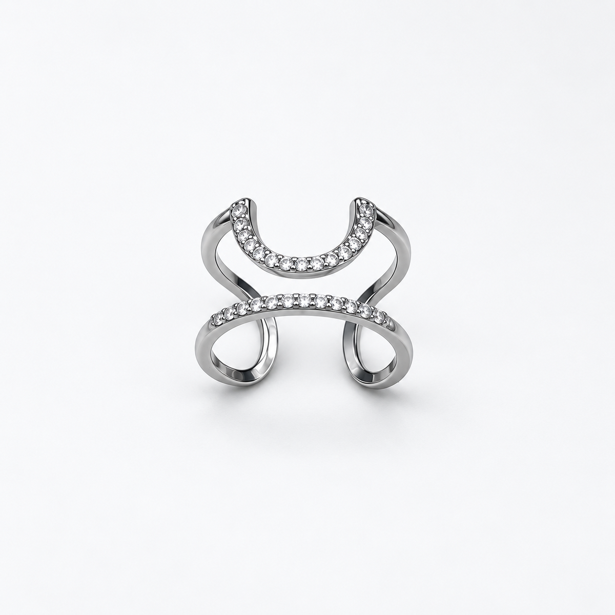 Gothic Crystal Fingernail Rings | Adjustable Silver-Tone Nail Tip Statement Jewelry