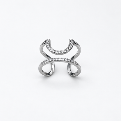 Gothic Crystal Fingernail Rings | Adjustable Silver-Tone Nail Tip Statement Jewelry