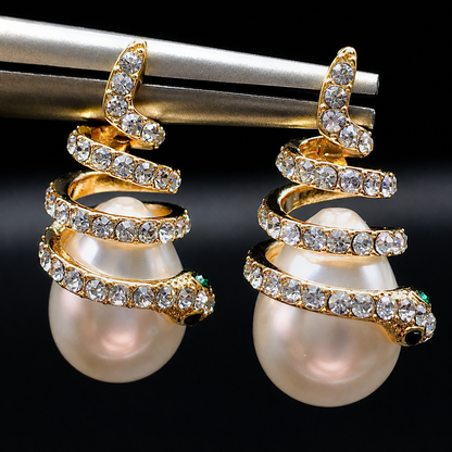 snake pearl earrings