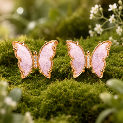 Crystal Butterfly Stud Earrings | Gold-Tone Nature Jewelry