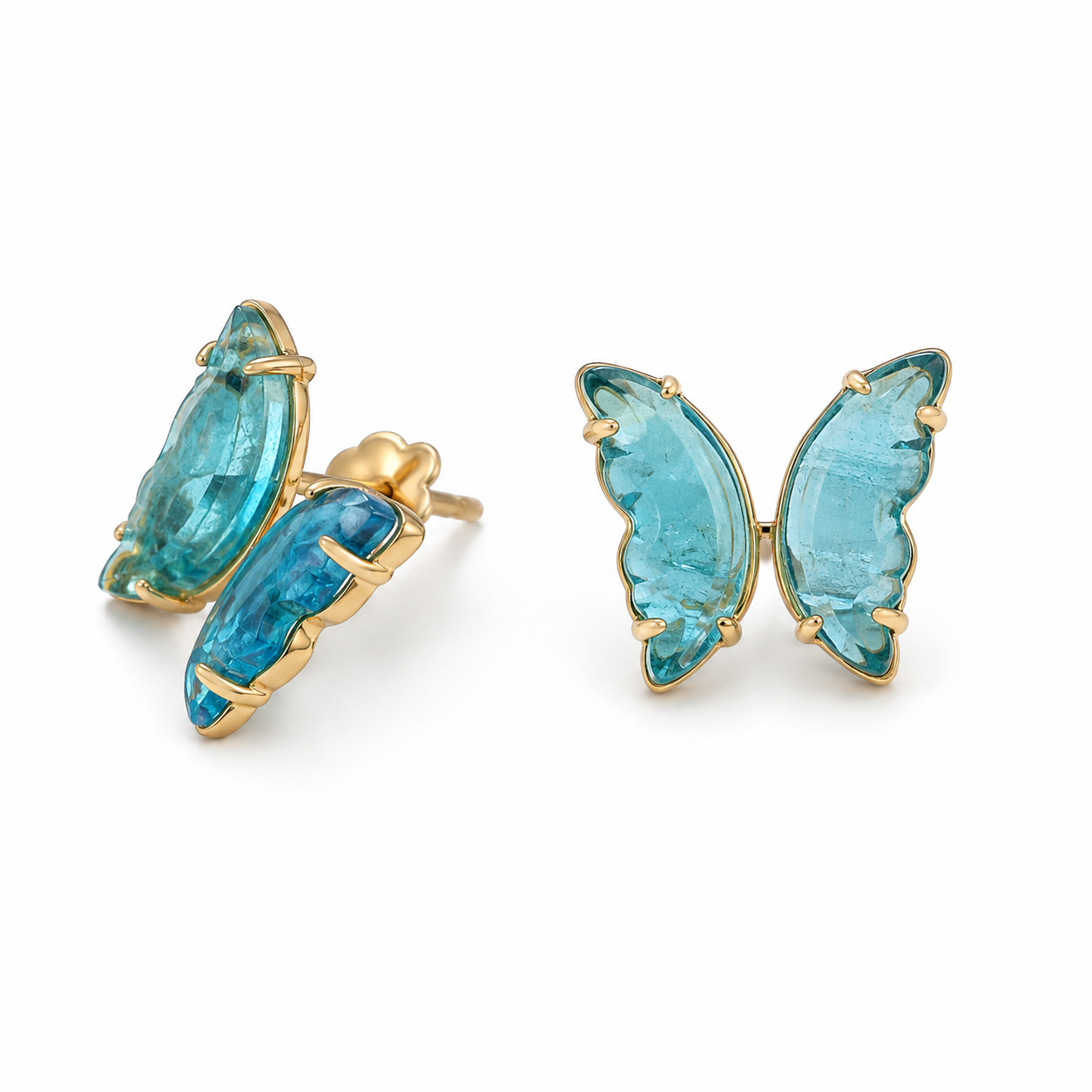 Crystal Butterfly Stud Earrings | Gold-Tone Nature Jewelry