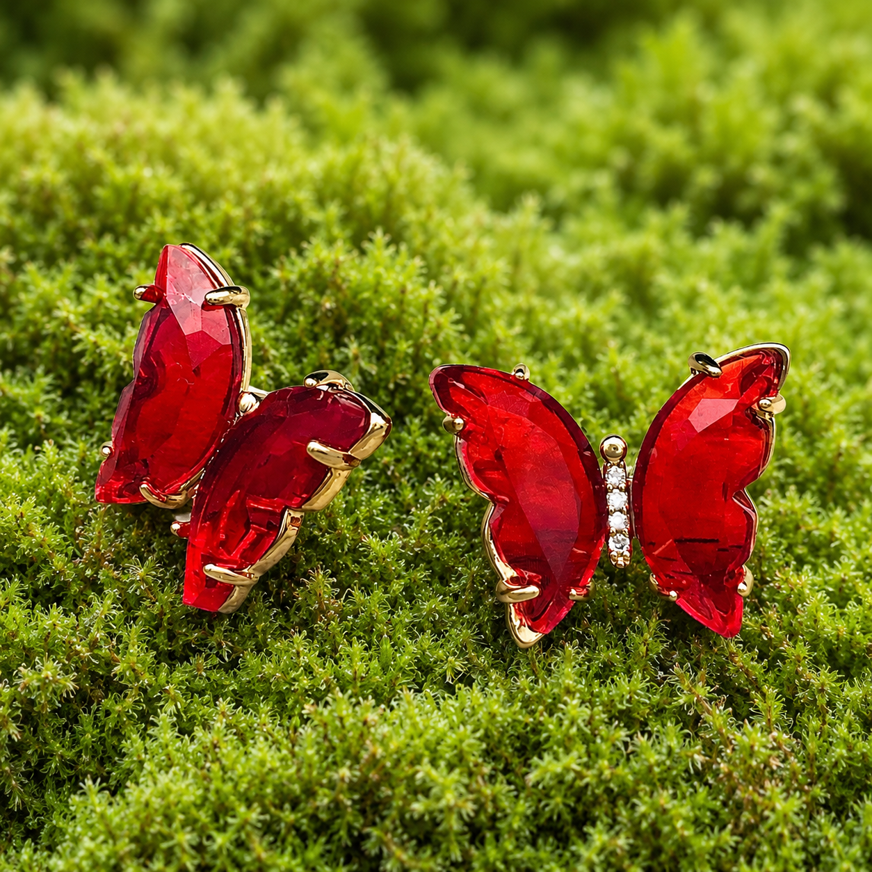 Crystal Butterfly Stud Earrings | Gold-Tone Nature Jewelry
