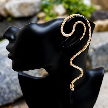 Gold Snake Ear Cuff for Left Ear – No-Piercing Boho Serpent Ear Wrap
