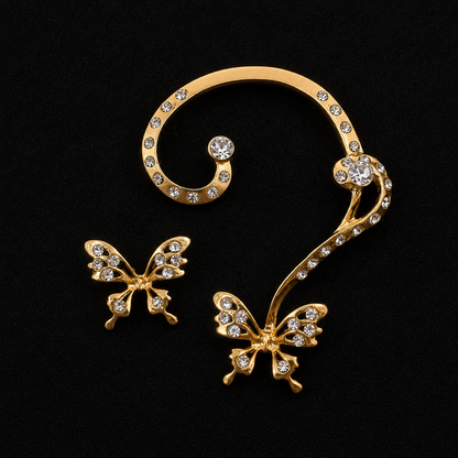 Butterfly ear wrap and stud earrings set