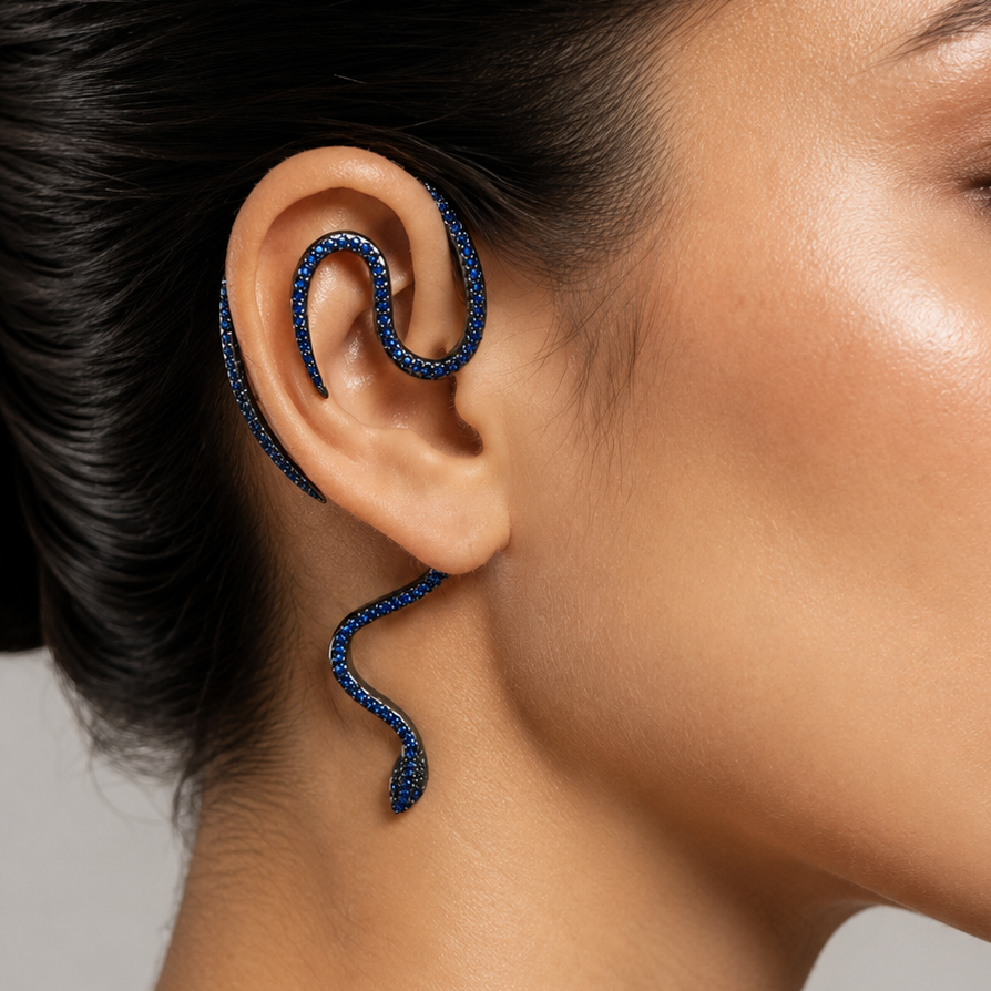 Blue Snake Ear Wrap