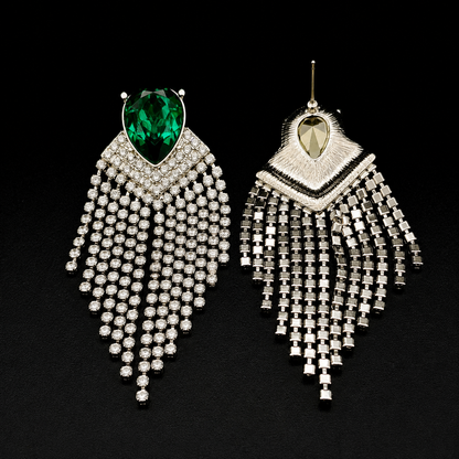 Emerald Green Crystal Choker Necklace & Dangle Earrings Set – Victorian Statement Jewelry