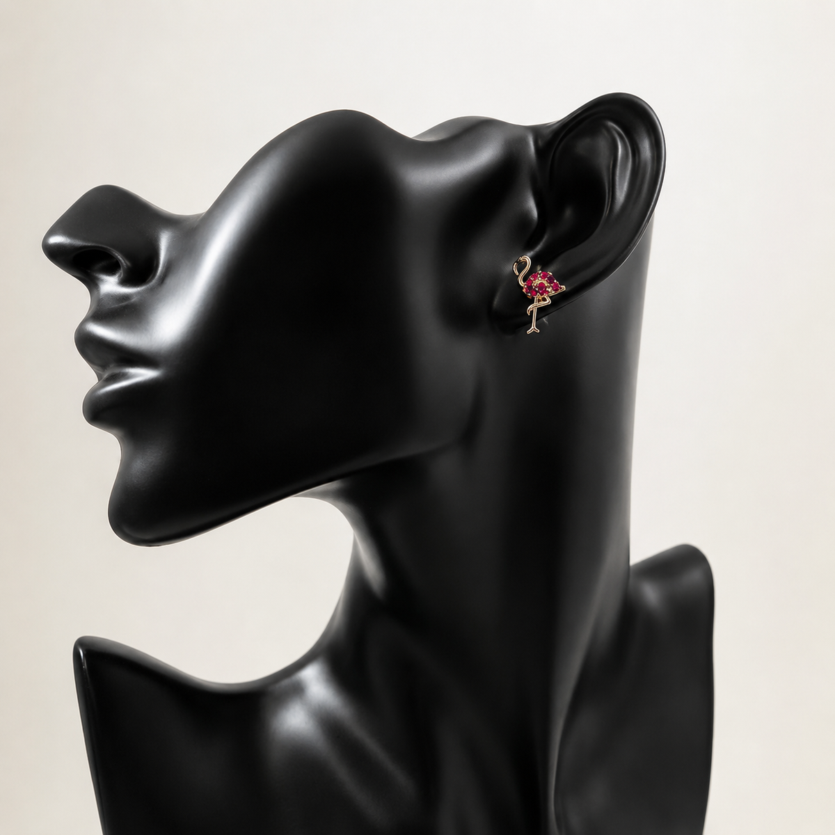 Pink Crystal Flamingo Stud Earrings – Silver-Tone Tropical Bird Jewelry