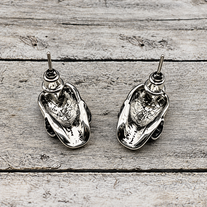 Gothic Silver Crystal Skull Stud Earrings