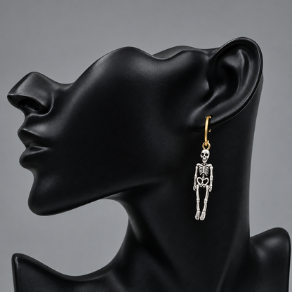 Gothic Skeleton Hoop Earrings | Gold & Silver Skull Dangles