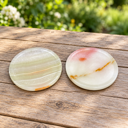 Green Onyx Stone Coaster Set of 6 with Holder