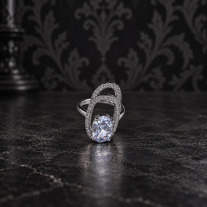 Gothic Crystal Fingernail Rings | Adjustable Silver-Tone Nail Tip Statement Jewelry