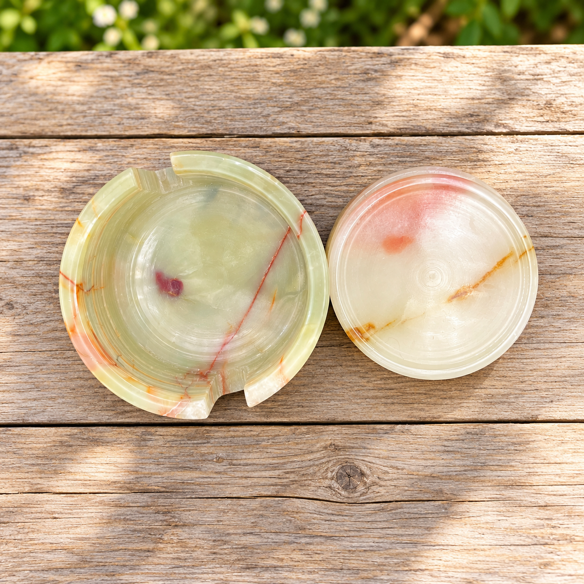 Green Onyx Stone Coaster Set of 6 with Holder