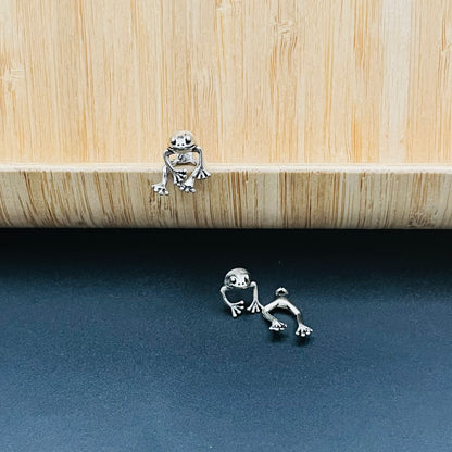 Silver Frog Stud Earrings