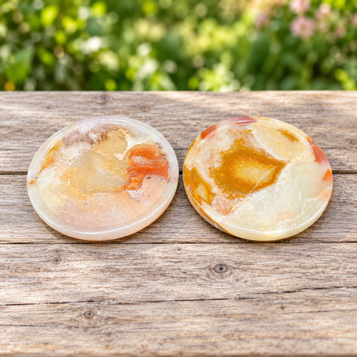 Green Onyx Stone Coaster Set of 6 with Holder