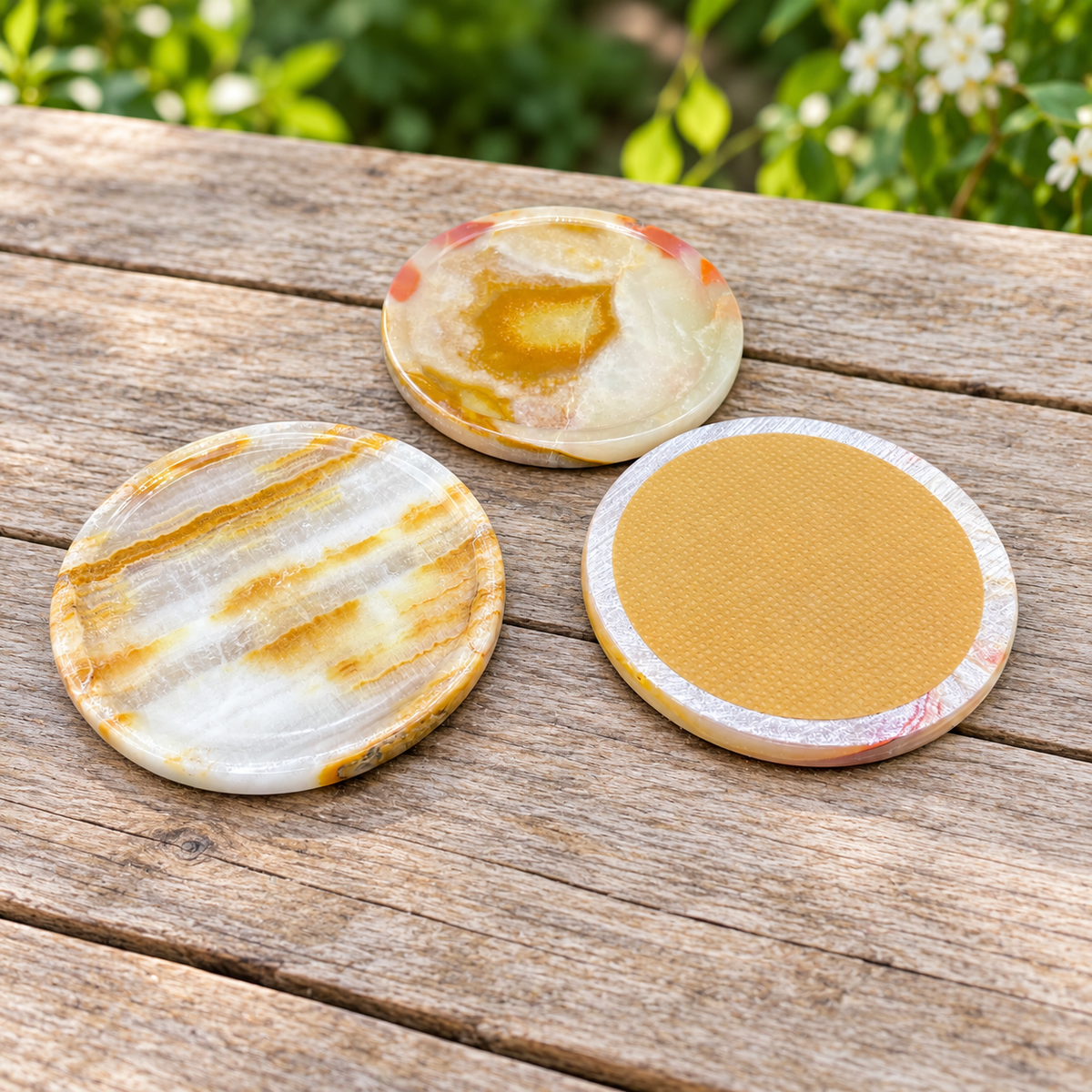 Green Onyx Stone Coaster Set of 6 with Holder