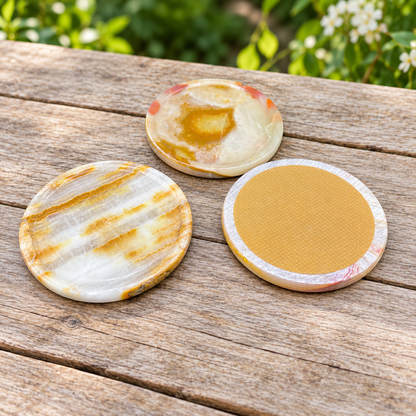 Green Onyx Stone Coaster Set of 6 with Holder